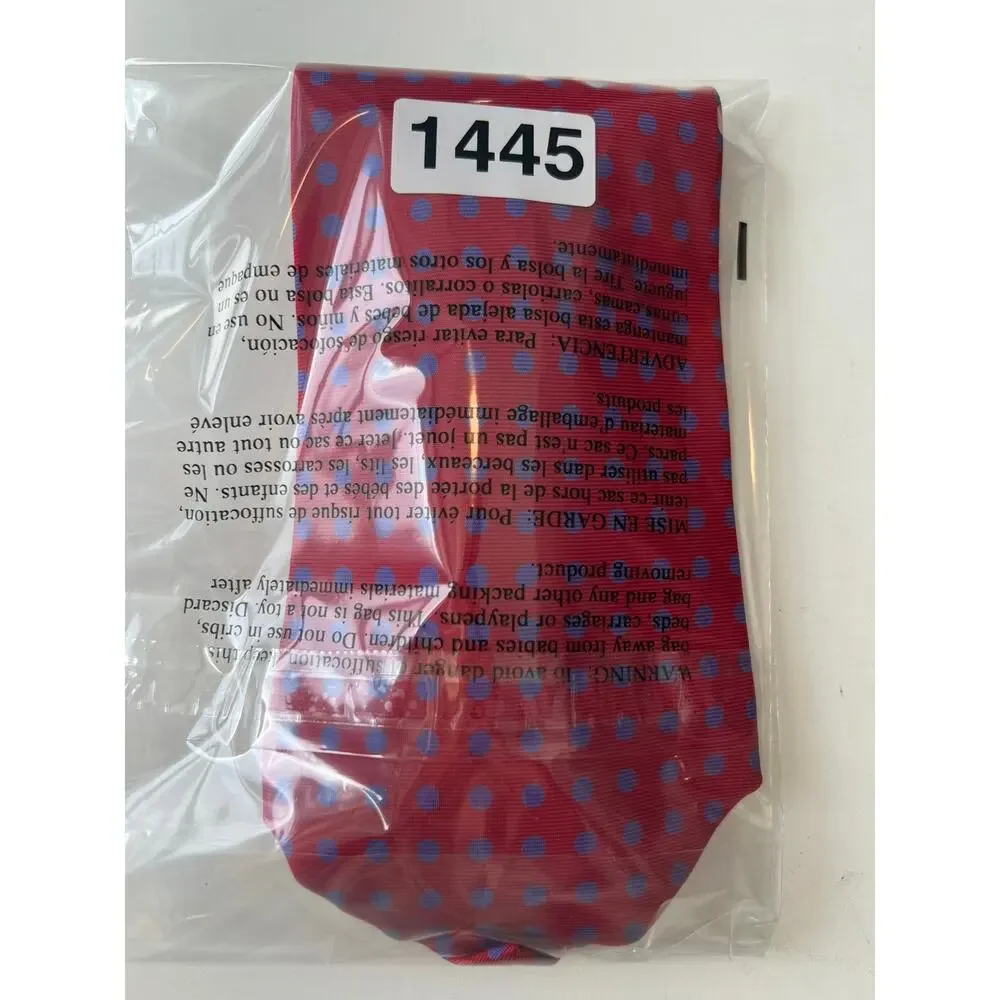 Vintage Polo Silk Men's Neck Tie Wide Red with Blue Polka Dots SG